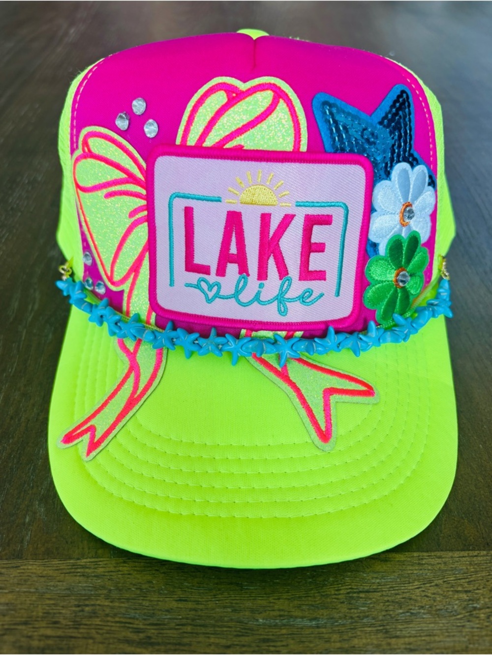 Lake Life Neon Trucker Hat - Pink & Lime